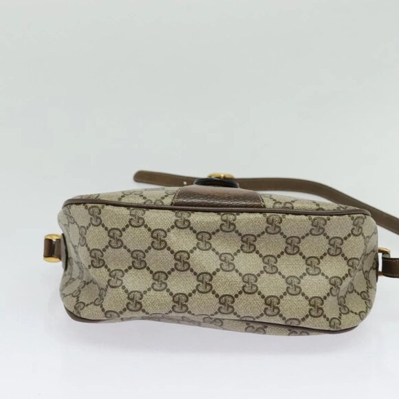 GUCCI GG Supreme Web Sherry Line Shoulder Bag PVC Beige Gold Red Auth ep9570 - Picture 6 of 15